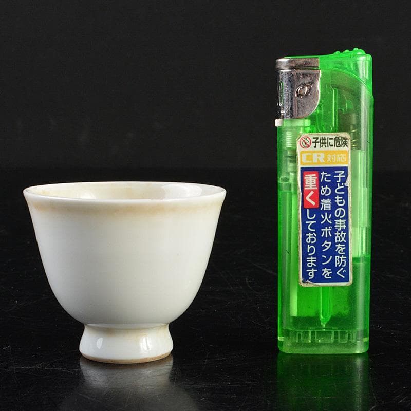 中国　南京白磁　染付寿文　煎茶碗　五客　時代箱付　金継ぎ直しあ　M　R6911