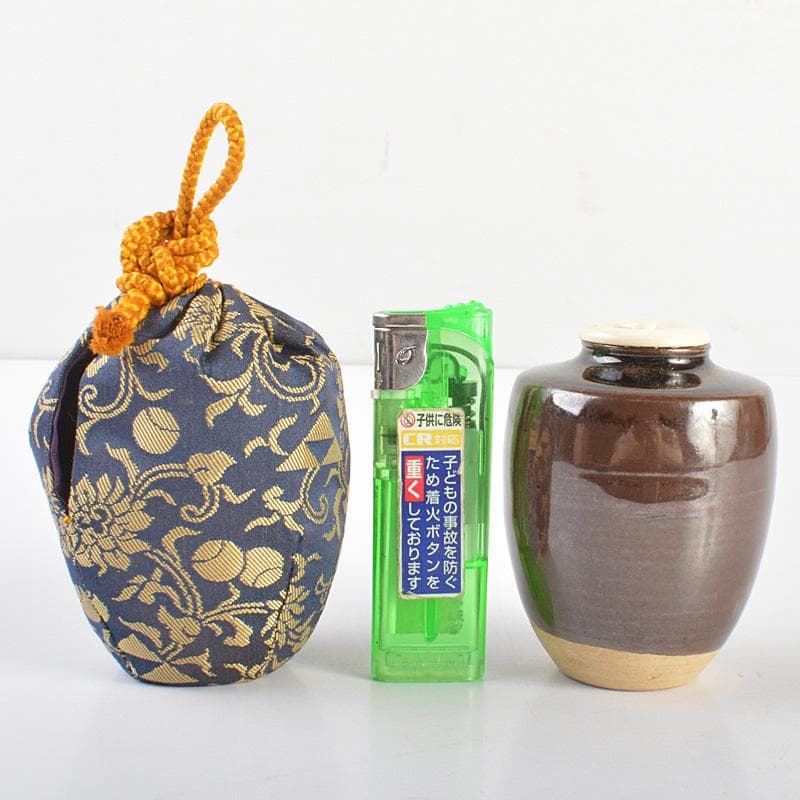 茶道具　玉領作　茶入　仕覆付　共箱　V　R6891