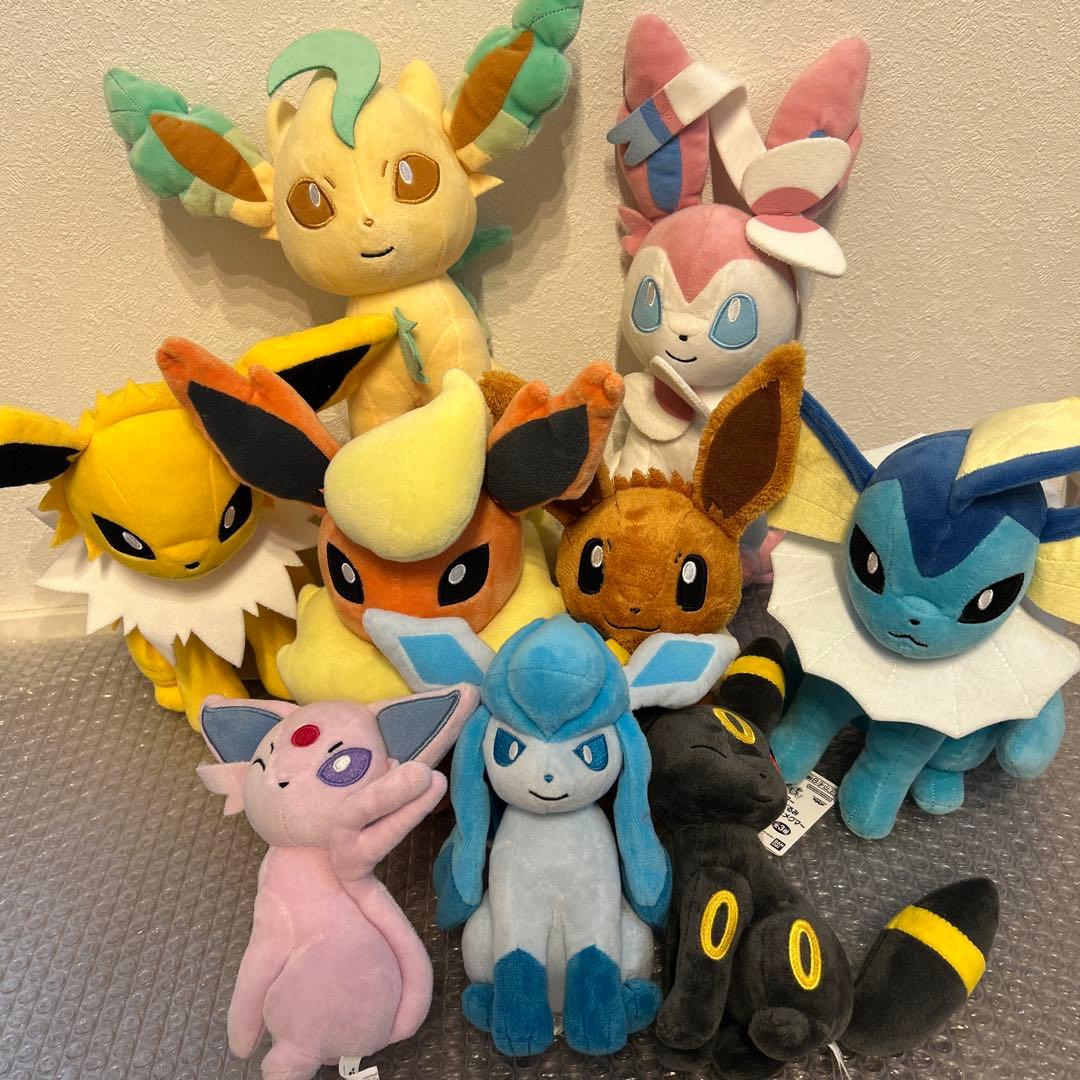 【まとめ売り】Pokémon イーブイ ブラッキー シャワーズ　ぬいぐるみセット