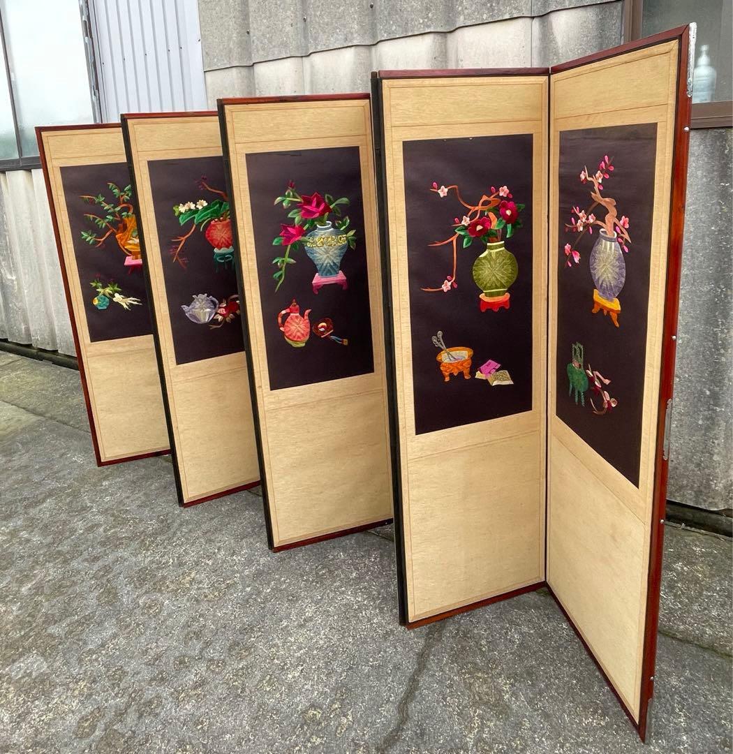 稀少/旧家/時代物/当時物/古美術/屏風/紙本/8曲/古民家/①