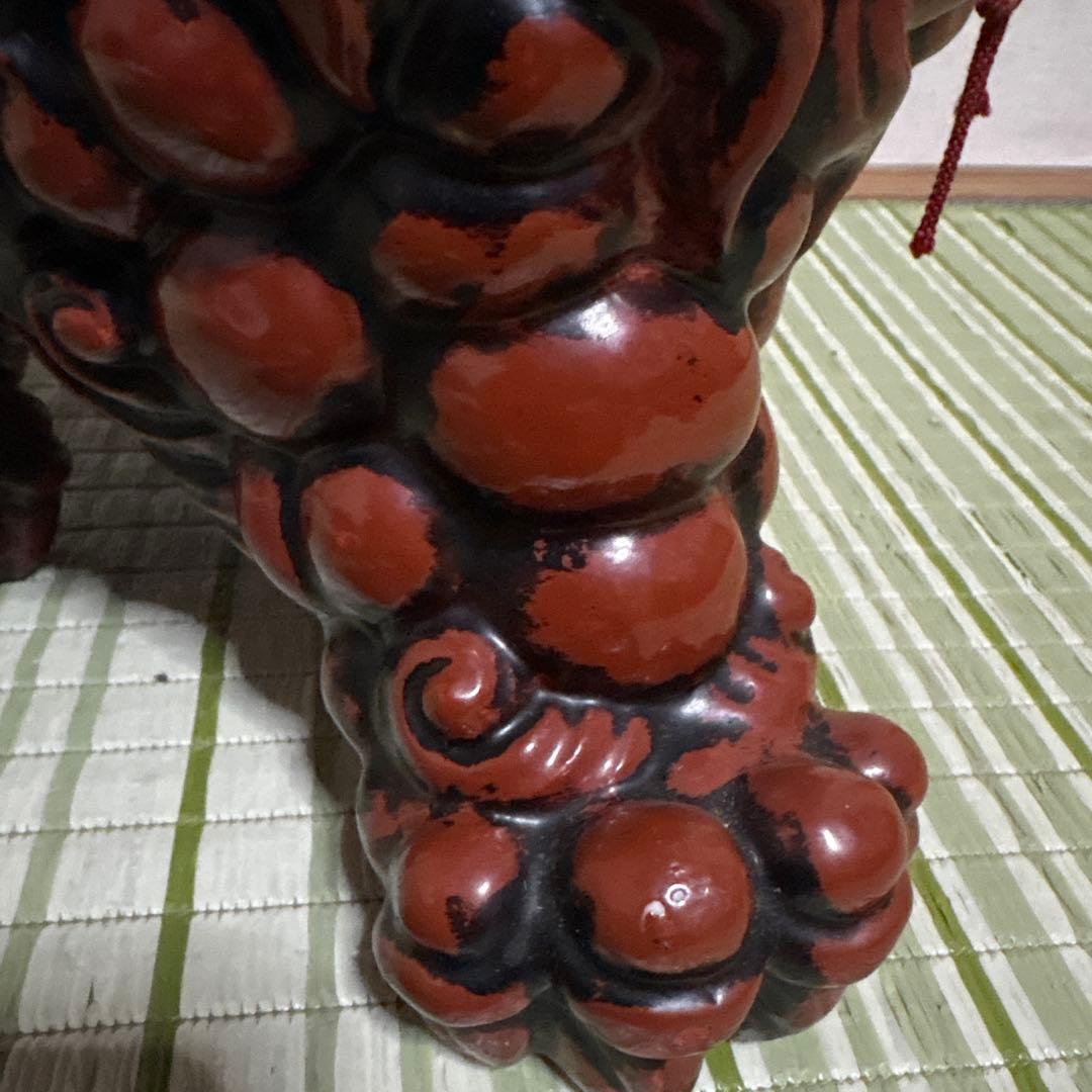 九谷焼 八幡窯 須栄義 獅子 金 赤 縁起物 魔除け　置物