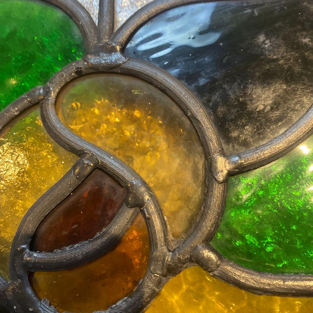 花のモチーフ ステンドグラス 木製フレーム