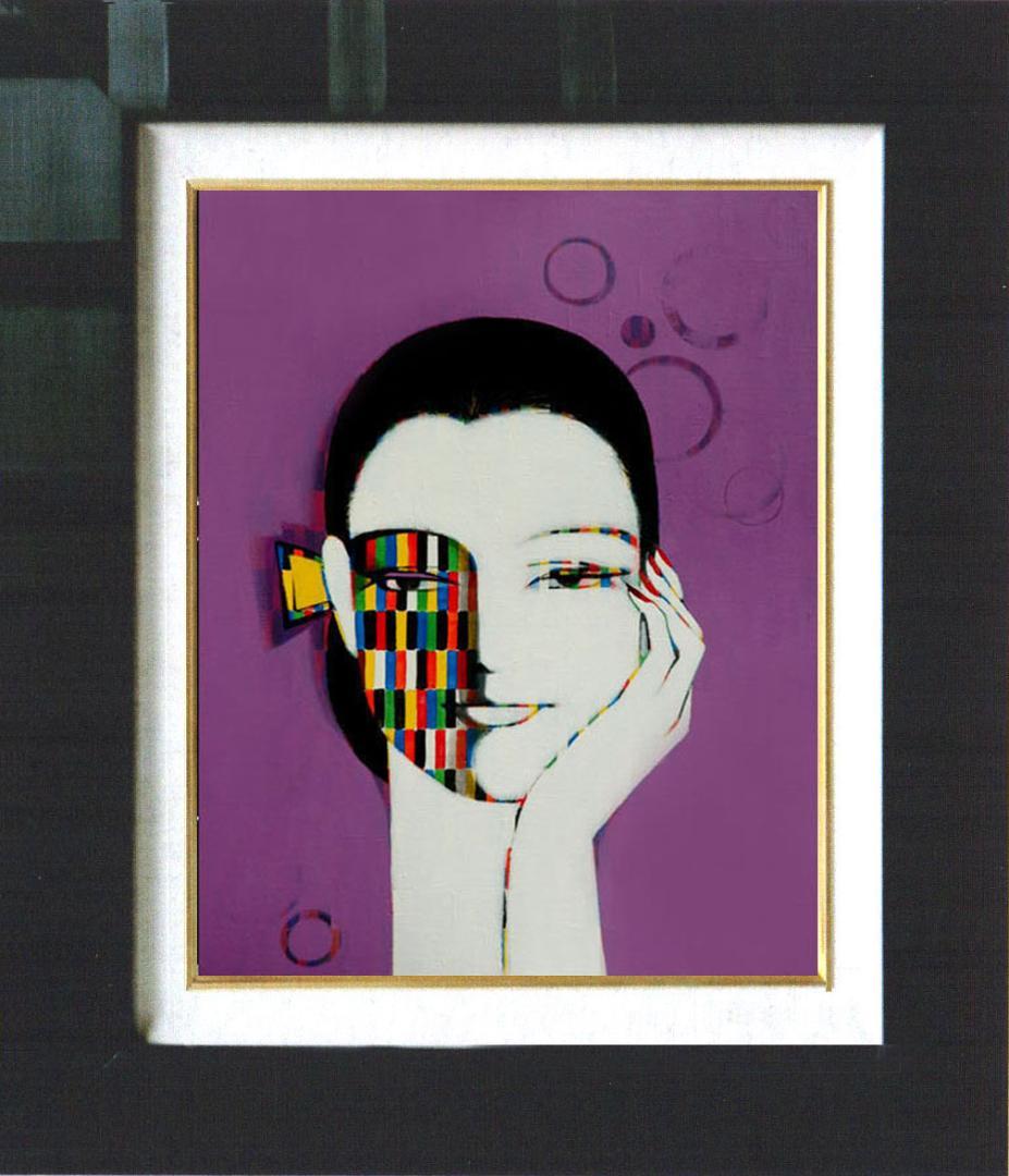 油絵 菅家令子 絵 絵画 インテリア 額付(白) F6-082211 人物 女性