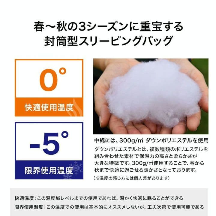 WAQ DD SLEEPINGBAG ファミリー 両開き 3シーズン快適使用0℃