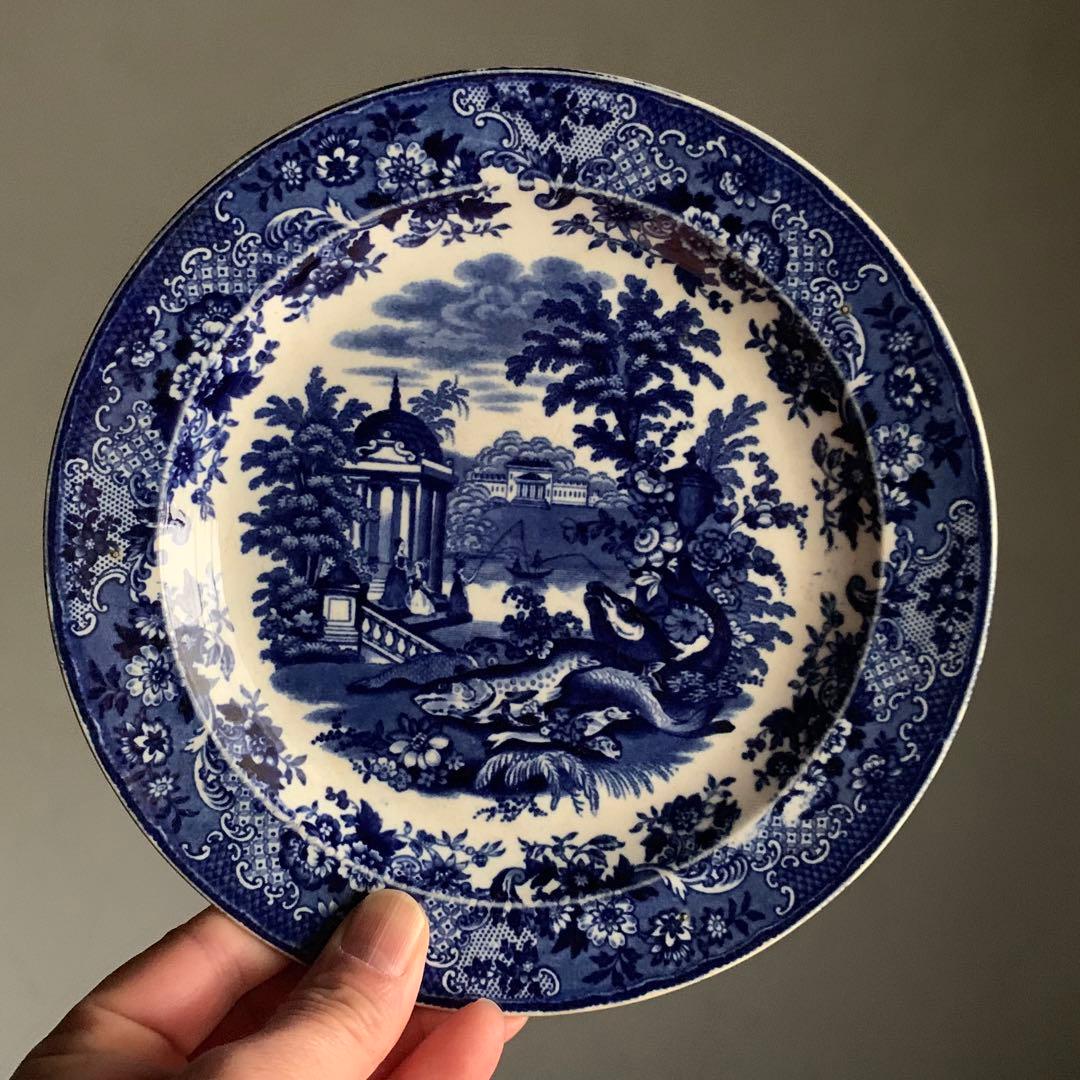 銅板転写 プレート 皿 中皿 古道具 アンティーク ブロカント