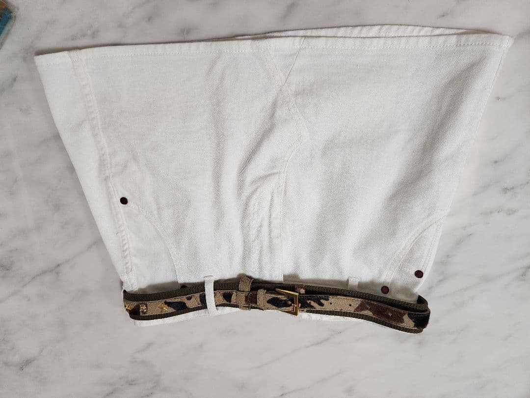 MARK LONA マークアンドロナスカル刺繍 ホワイトゴルフスカート& ベルト