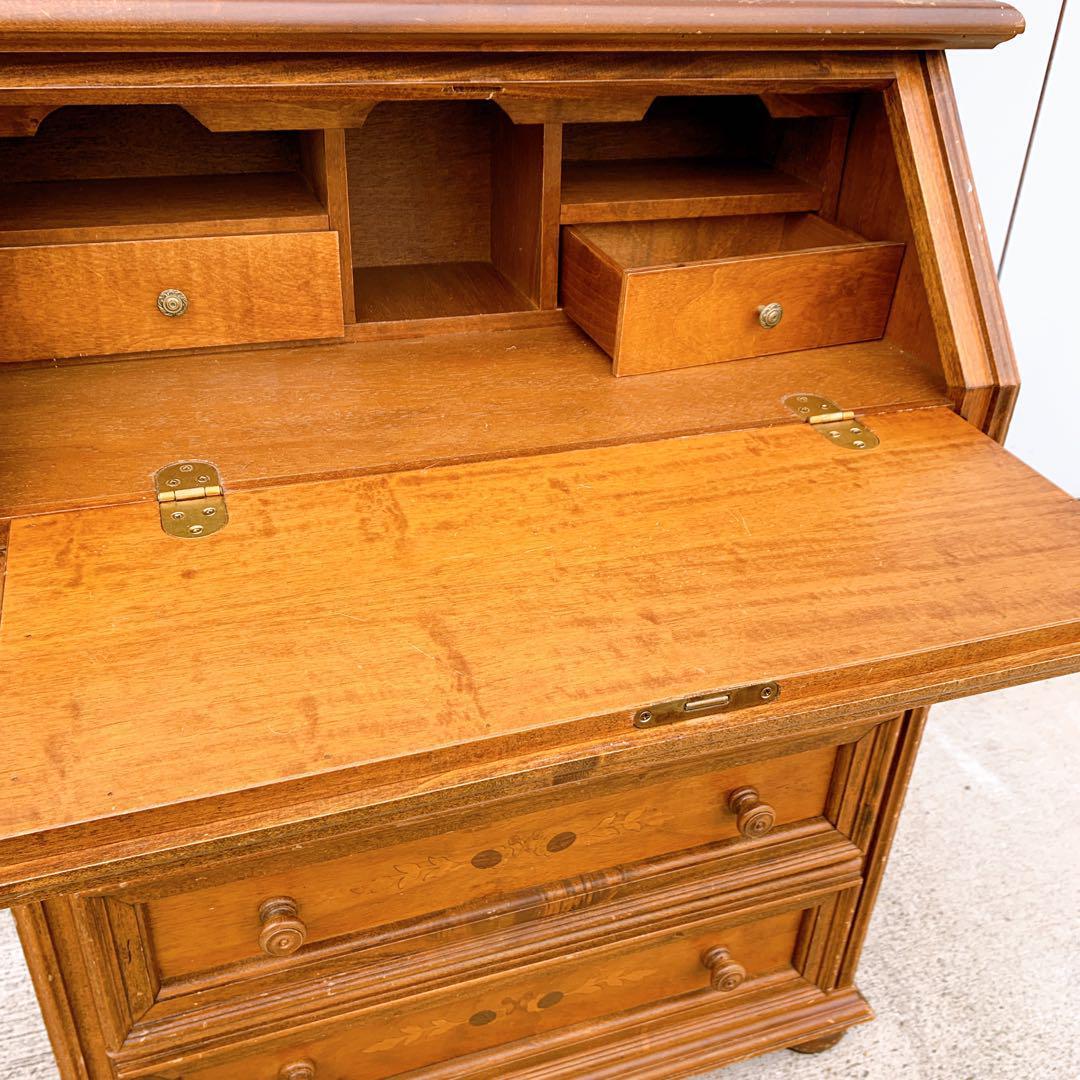 【稀少家具】イタリア 象嵌ライティング ビューロー レトロ机 木製 デスク