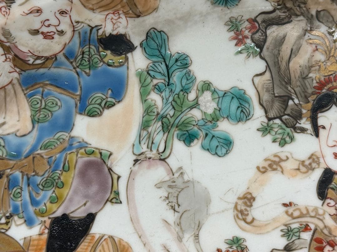 江戸　伊万里　色絵　七福神　飾り大皿　アンティーク　送料込み251219