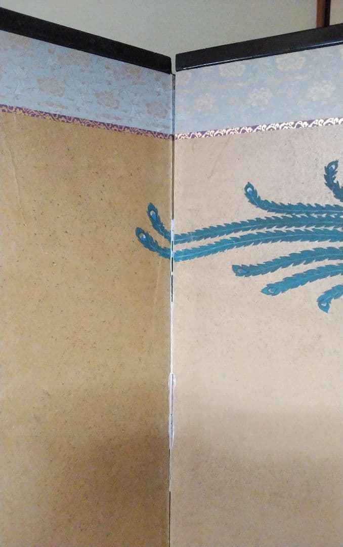 若冲伊藤【二枚折り屏風】岩絵の具使用