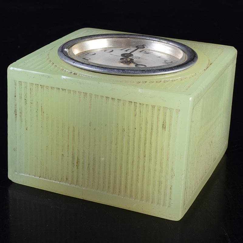 アンティーク　精工舎　ウランガラス　手巻き置時計　ジャンク品　V　R7735