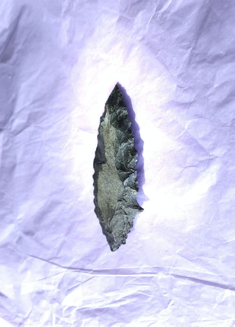 原始人 尖頭器 a ポイント 石器 槍 サヌカイト　模写