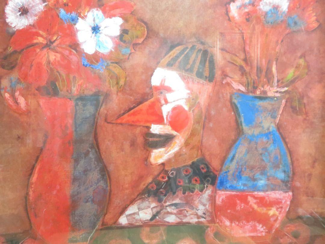 ◆　後藤又兵衛　「花とアルルカン」（仮題）　オイルパステル　F8号　◆