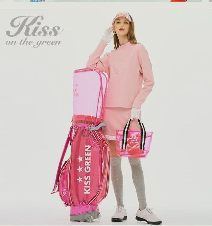 ゴルフバック　可愛い　ハートネームプレート