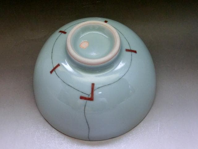 茶碗■青磁「大石督幸造」銘馬蝗絆写（龍泉窯 南宗時代）直し調 時代物 骨董品■