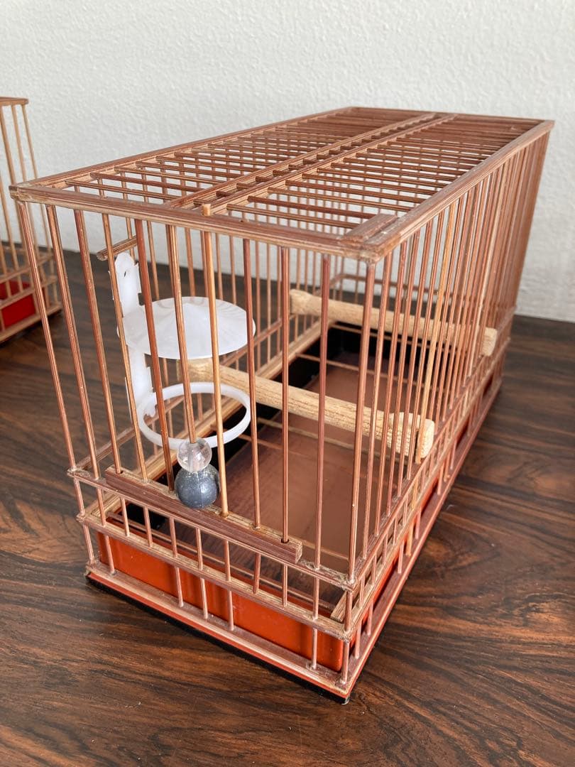 竹細工　めじろ　鳥かご　4個　木製天然木　寝かせ箱　セット