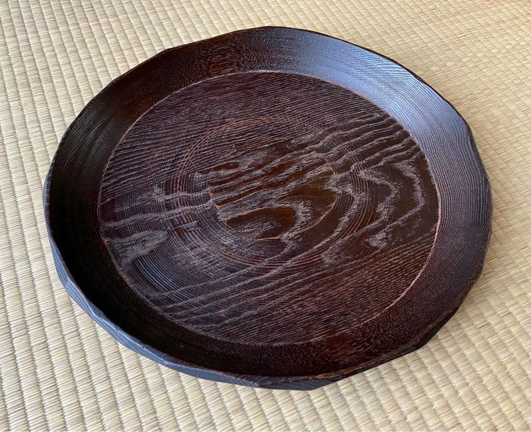 村瀬治兵衛 作【沢栗はつり盆】38cm 大きなサイズ 丸盆 盆手前 茶道具