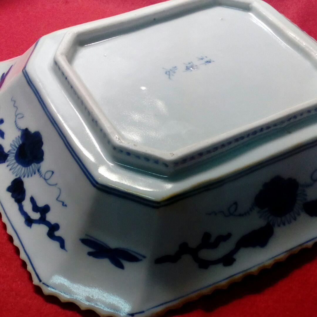 稀少レア祥端製アンティーク古陶磁器四方変形長方皿当時物２３✕１９．５サイズ美品
