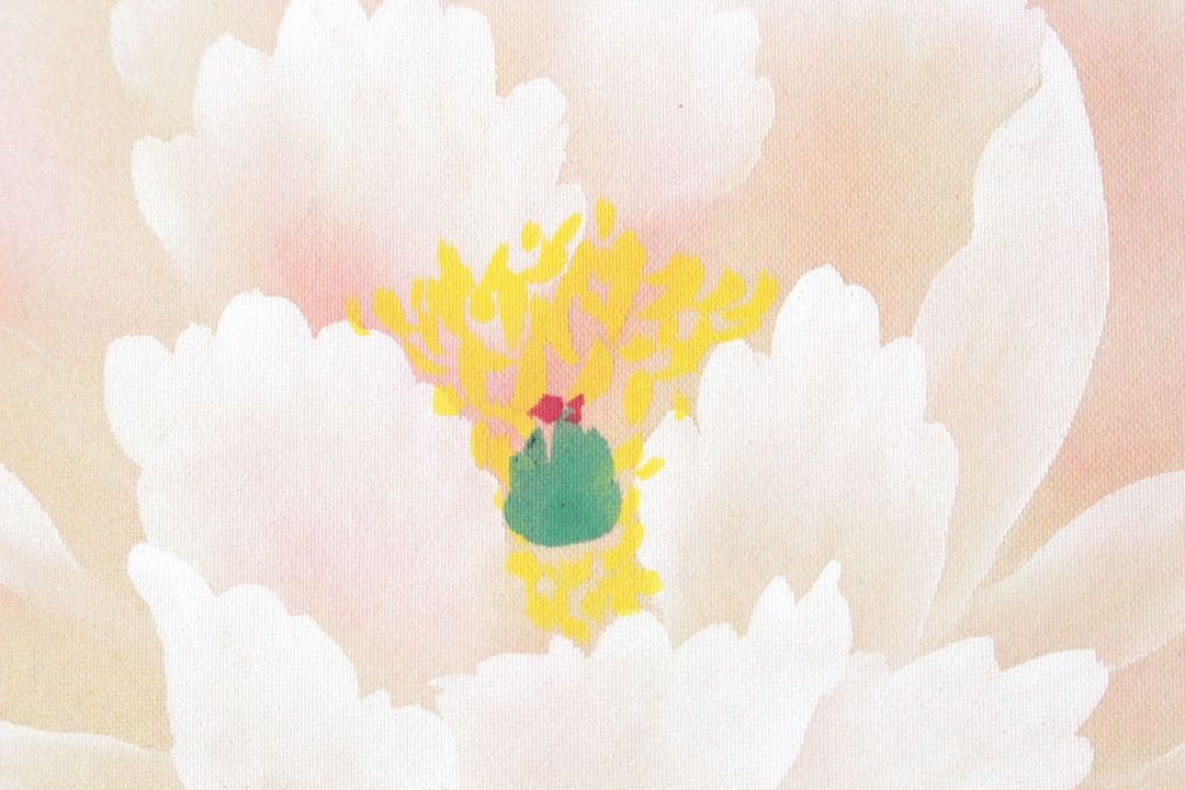 No5207 掛軸　稲垣伯堂　牡丹図　着色絹本　日本画　古画　古美術　送料無料