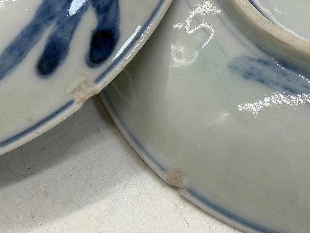 中国　清時代　染付　竹紋小皿5点　成化年製　新渡　送料込み251101