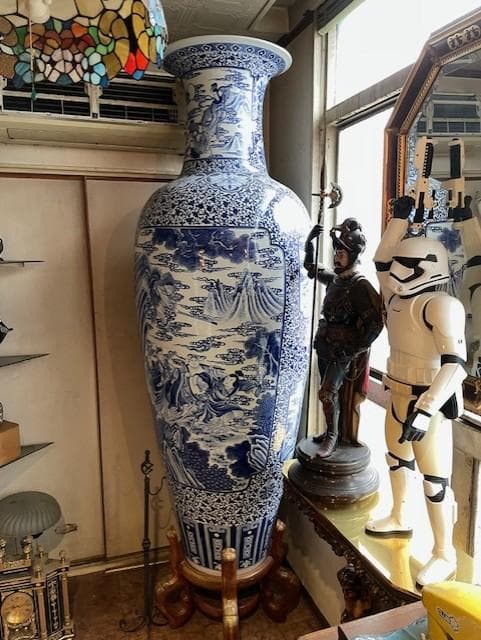 青白陶器花瓶 約1.5m