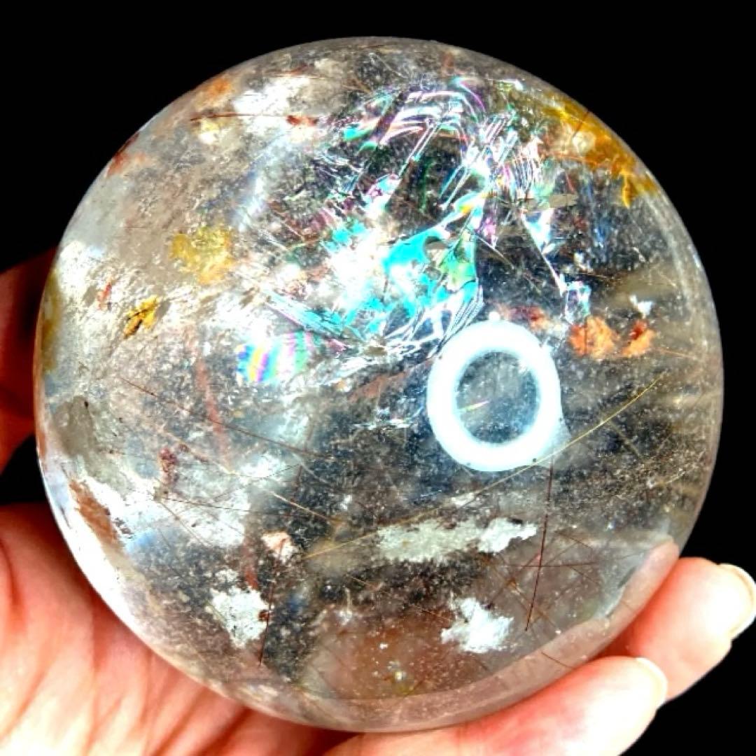 超特大83mm 虹入ゴールドレッドブロンズルチルクォーツ　針水晶　パワーストーン