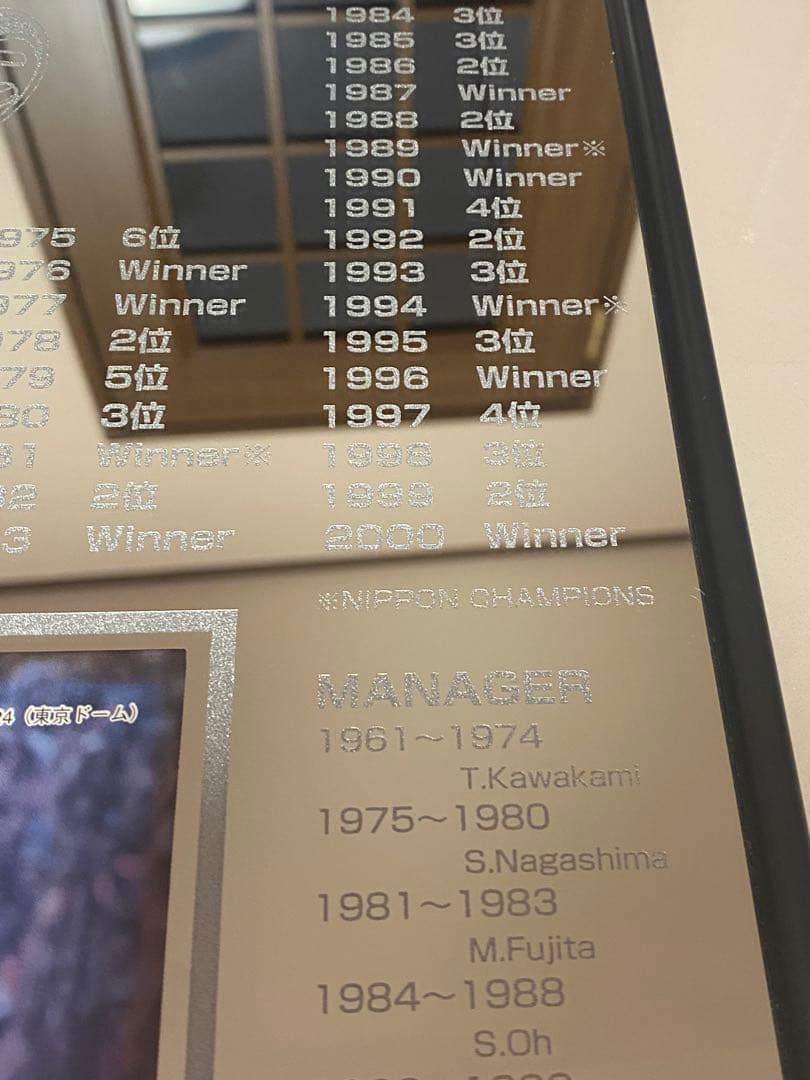 2522❣️ 長嶋終身名誉監督　2000年チャンピオン記念品　パブミラー