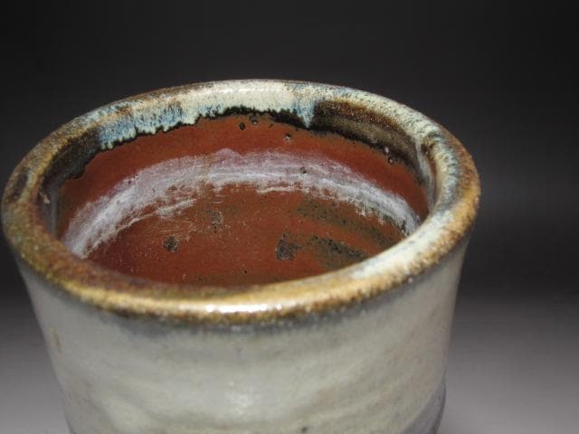 ★　濱田庄司　地釉流掛花生　味わい深い一品です★x395