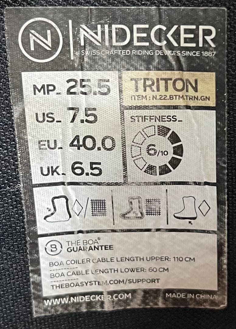 【即日発送】NIDECKER スノボブーツTRITON トリトン 25.5cm