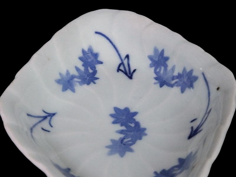 古伊万里　こんにゃく印判　紅葉の図　菱形変形小皿　江戸中期　A346AS-CWr