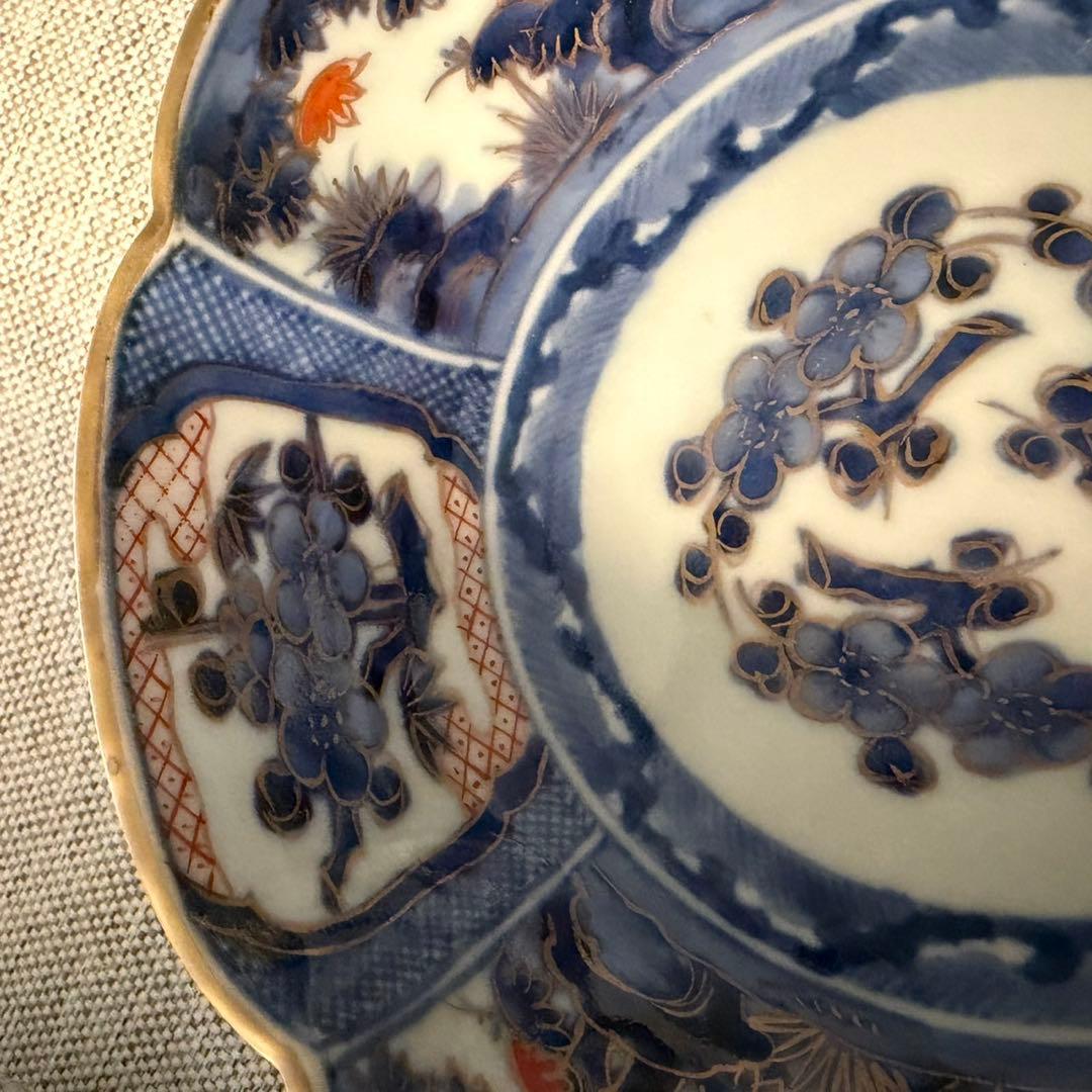 古伊万里　染錦　芙蓉手　松梅　渦福　なます皿　3枚