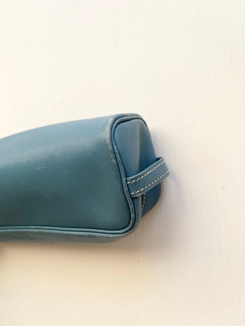 HERMES エルメス レザー ペンケース ポーチ ブルー系 シルバー金具