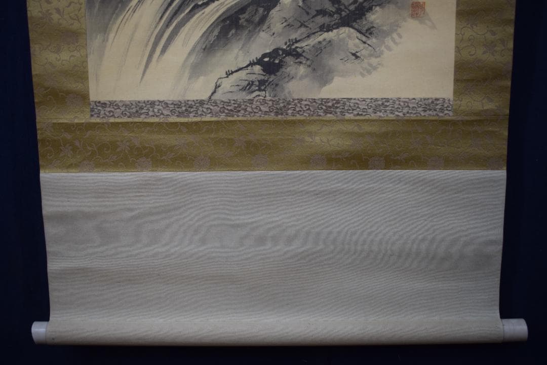 春酔/深山幽谷図/鹿図/山水渓谷/掛軸☆宝船☆Y-713　JM