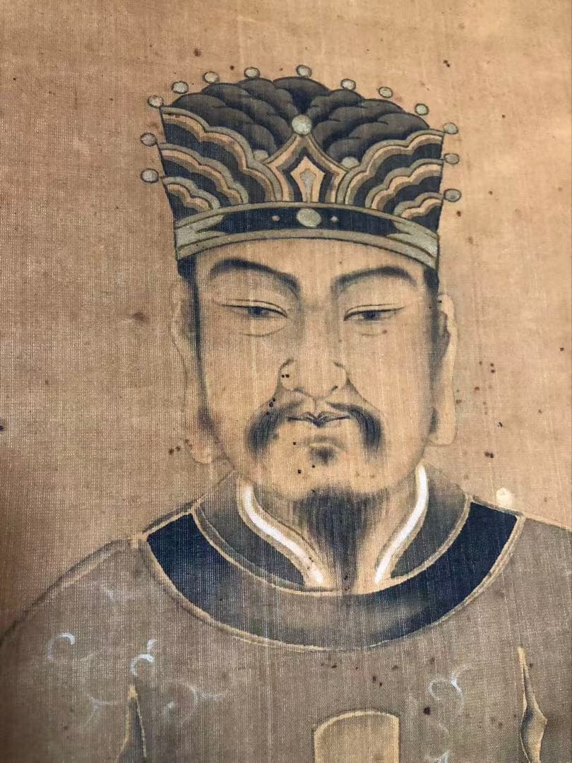 捲り　絹本　秀堂 絵［唐人物図］肉筆 掛け軸！