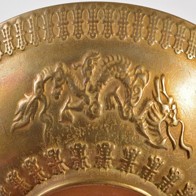 中国　古銅宣徳銅　洪字底款福禄寿禧　酒盃　一對　C　R7094E