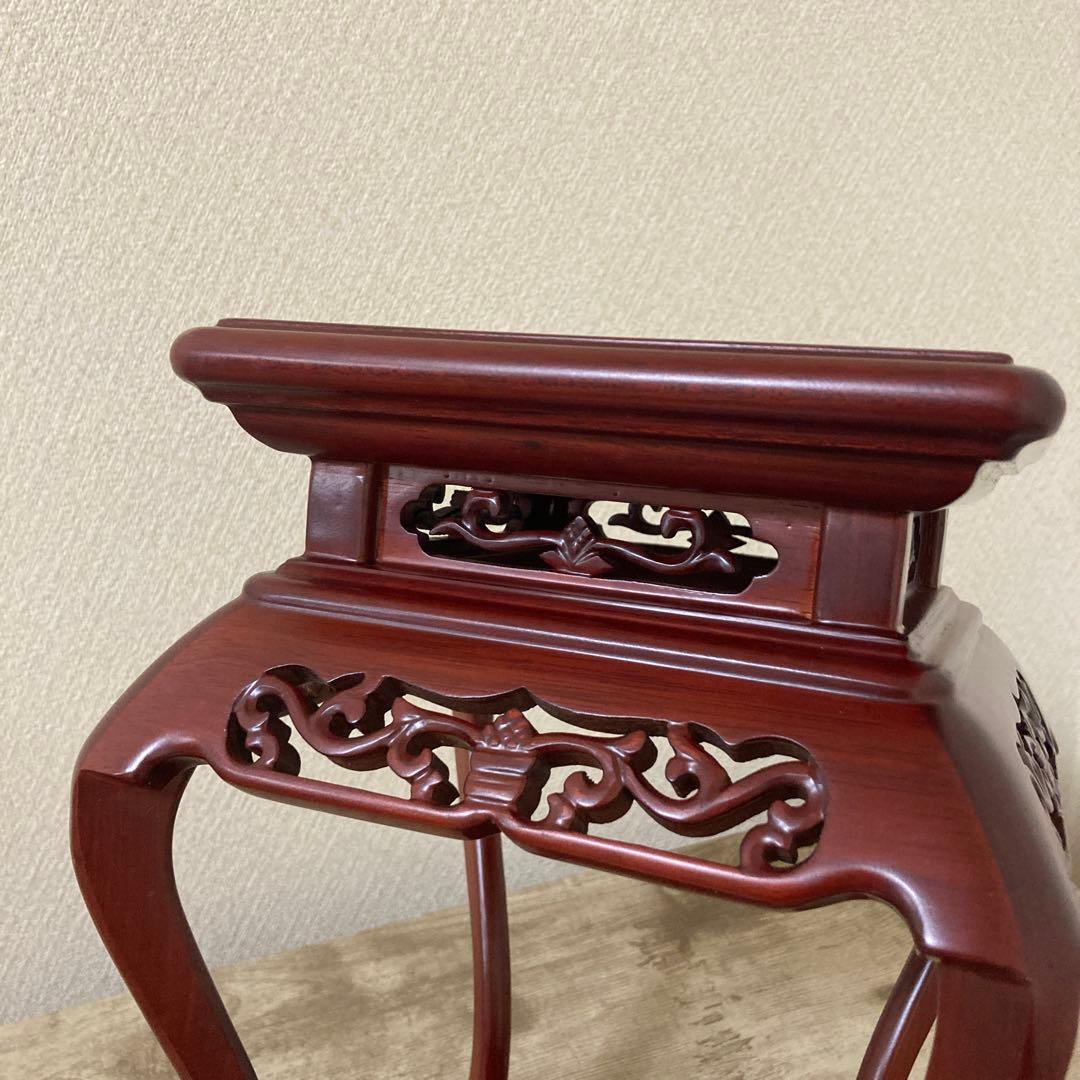 高級唐木花台　透かし彫り　紫檀　盆栽花台　懸崖花台　　加藤工芸ランプ　計2点