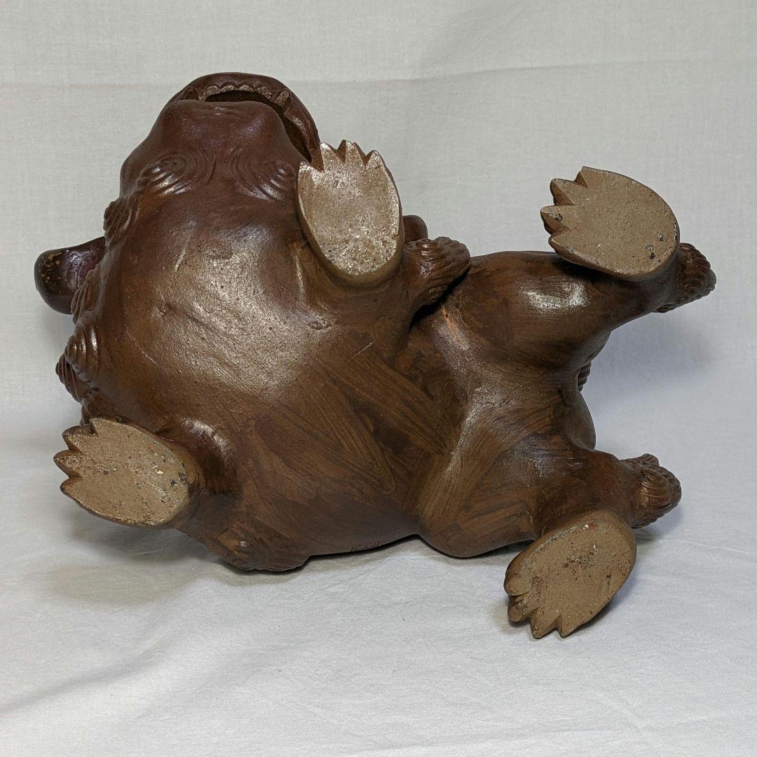 木村長十郎友敬 備前焼 唐獅子置物 細工物 縁起物 工芸品 インテリア 骨董品