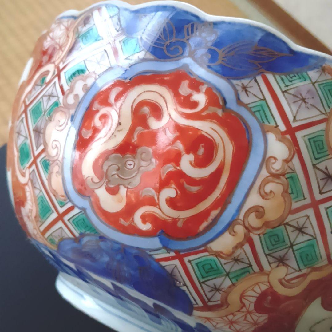 ②【古伊万里】骨董品 大皿 色絵 鉢 深鉢 伊万里 陶器 有田焼 希少 極美品