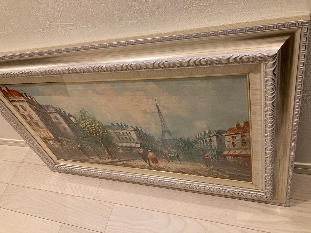 パリの街並み 油彩画 エッフェル塔