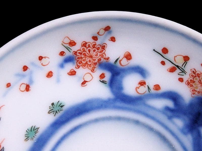 大聖寺伊万里　色絵　竹笹に梅の図　豆皿　F166AS-CTz