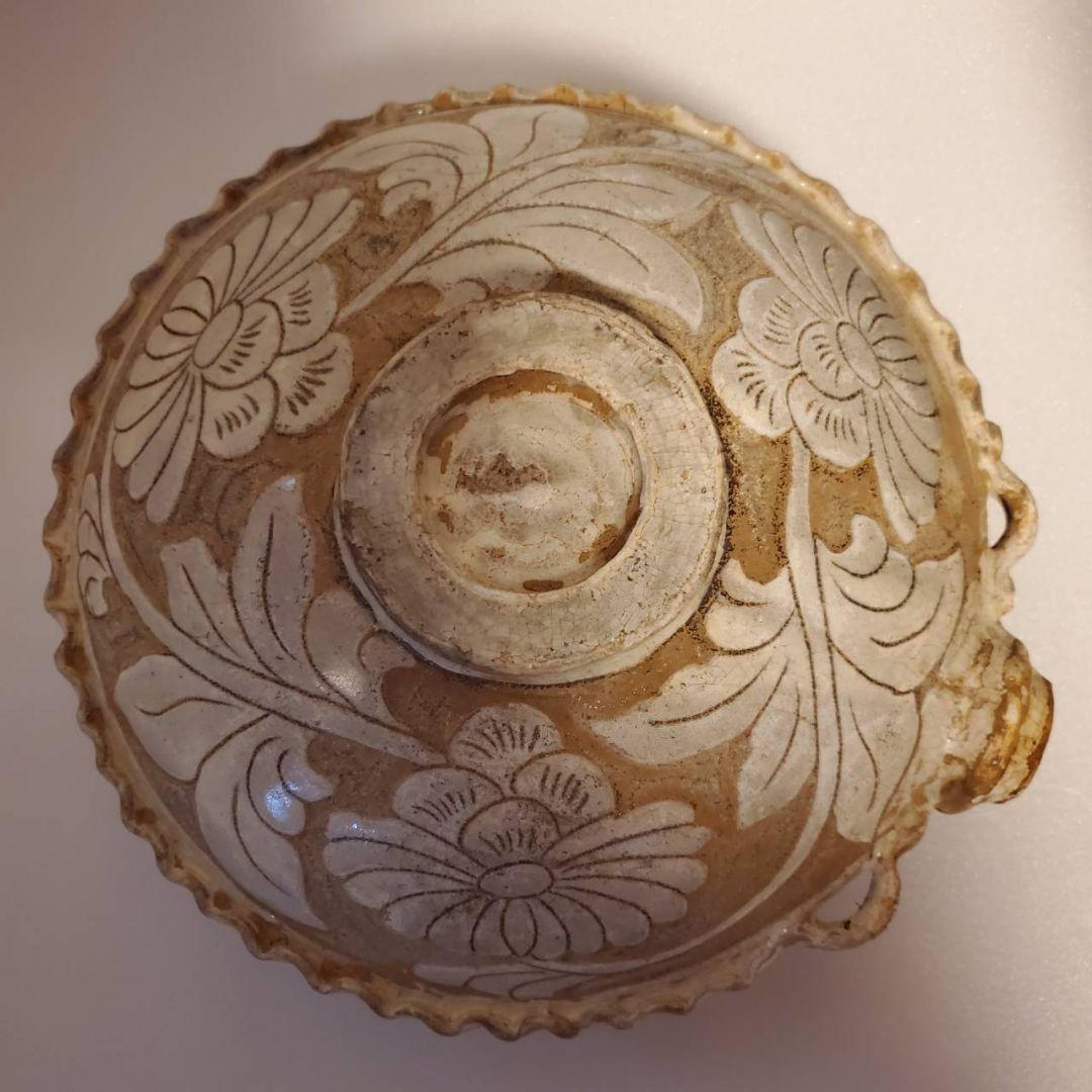 中国古玩　磁州窯　双耳扁壺　時代物唐物