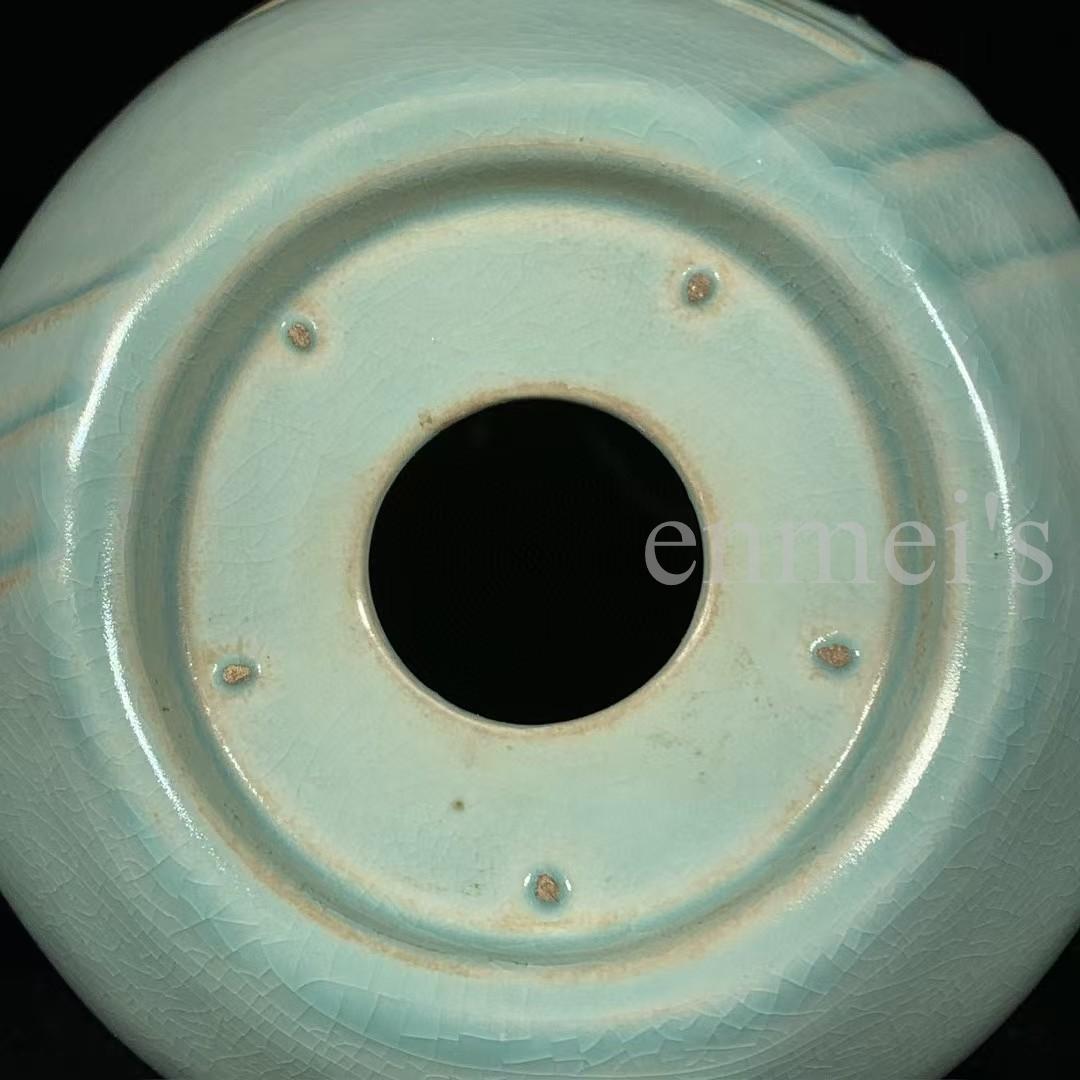 中国古美術・旧蔵品 宋代 汝窯 寿星像 青釉 雨過天青 装飾品・縁起物・文房置物