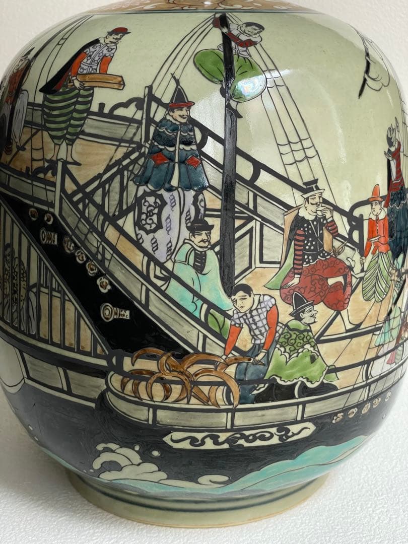 ⬇️【希少】　円左エ門窯　⭐︎ 錦南蛮船壺　手書き　有田焼　　280000円