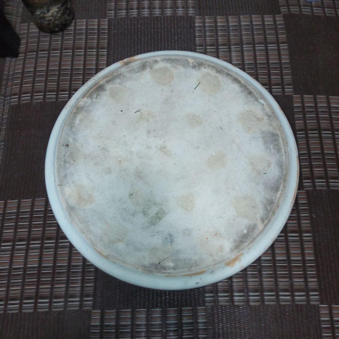 青い鳥と花模様の陶器 火鉢