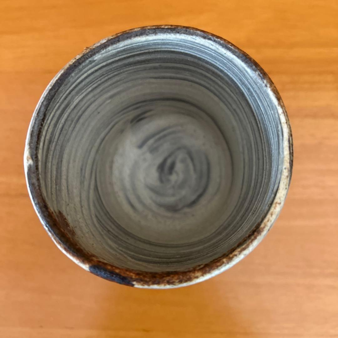 吉川心水造　鉄絵湯呑　益子焼　陶器 陶芸家