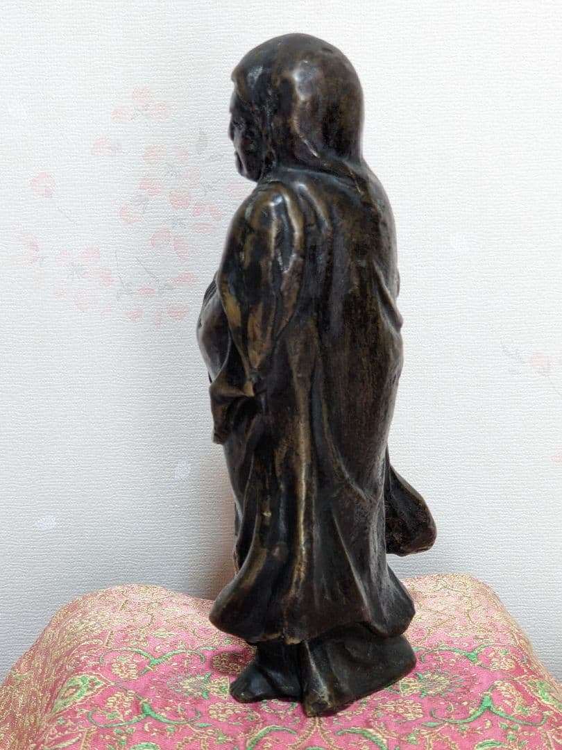 ♦銅器 達磨大師像 銅製 ？高岡銅器 開運 縁起物 置物 飾りレア物 骨董品