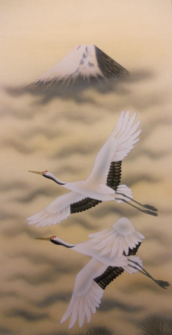 掛け軸 淸甫 靈峰飛翔 絹本 希少 軸装 茶道具 掛軸 美品 です。