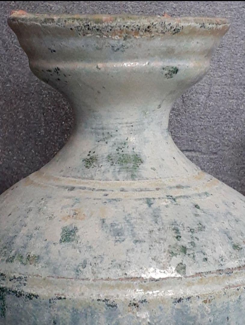 【本物保証❗️】中国古美術　中国古陶磁器　古玩　古代陶磁器　漢時代　漢緑釉銀化壺