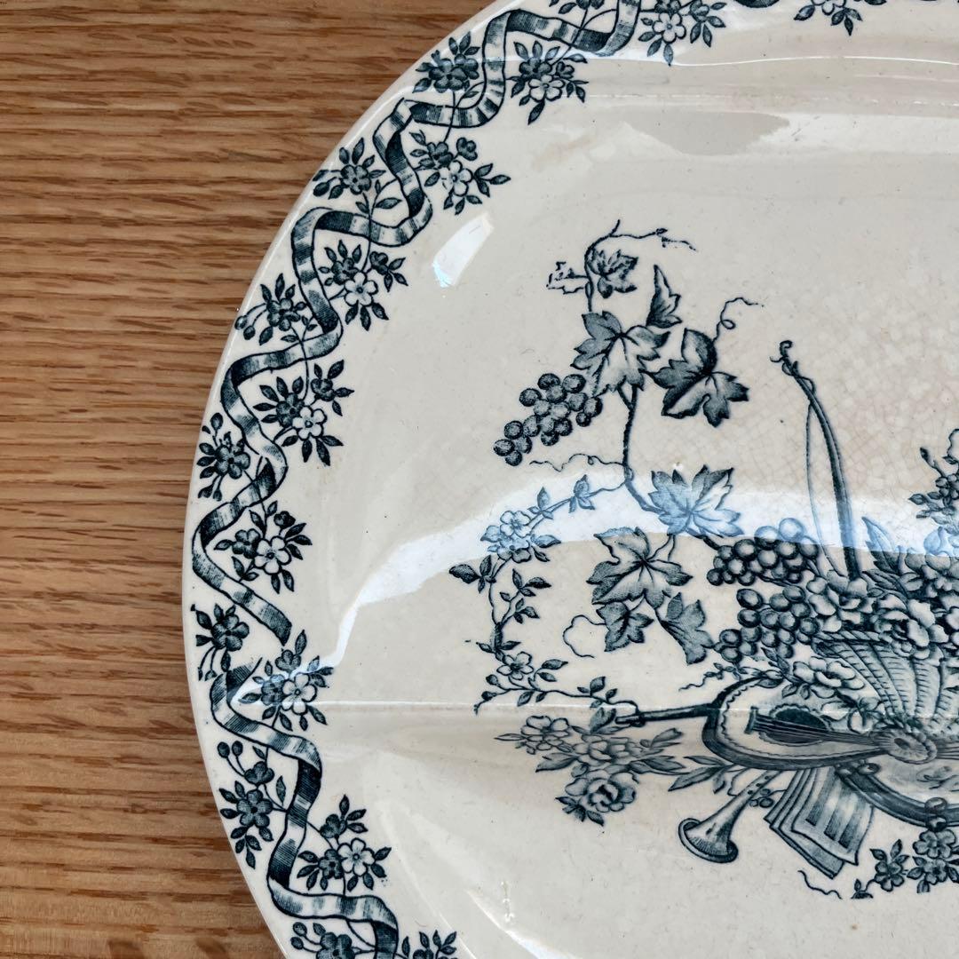 レア✨ フランスアンティーク ロンウィ セパレート プレート 楽器 花 葡萄