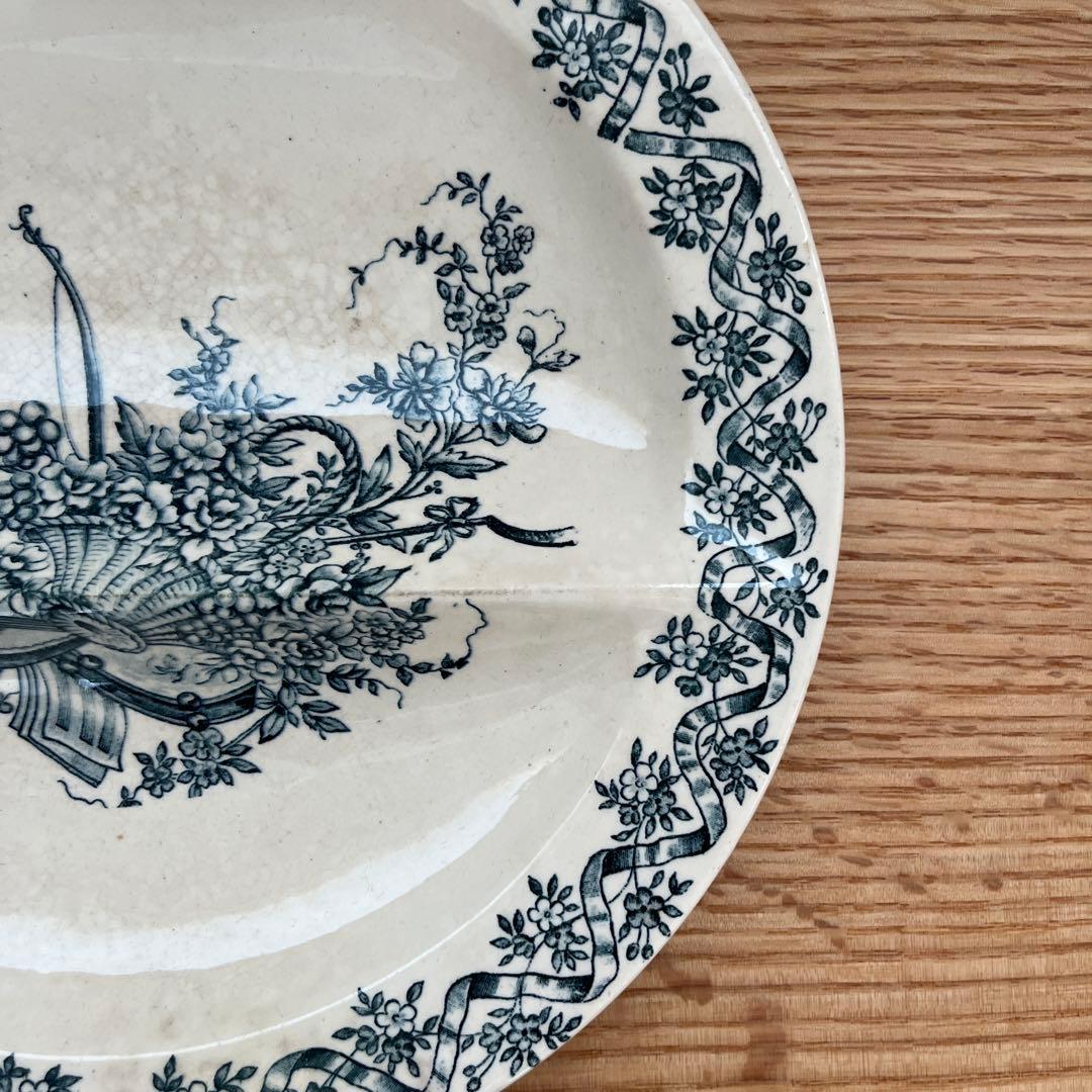 レア✨ フランスアンティーク ロンウィ セパレート プレート 楽器 花 葡萄