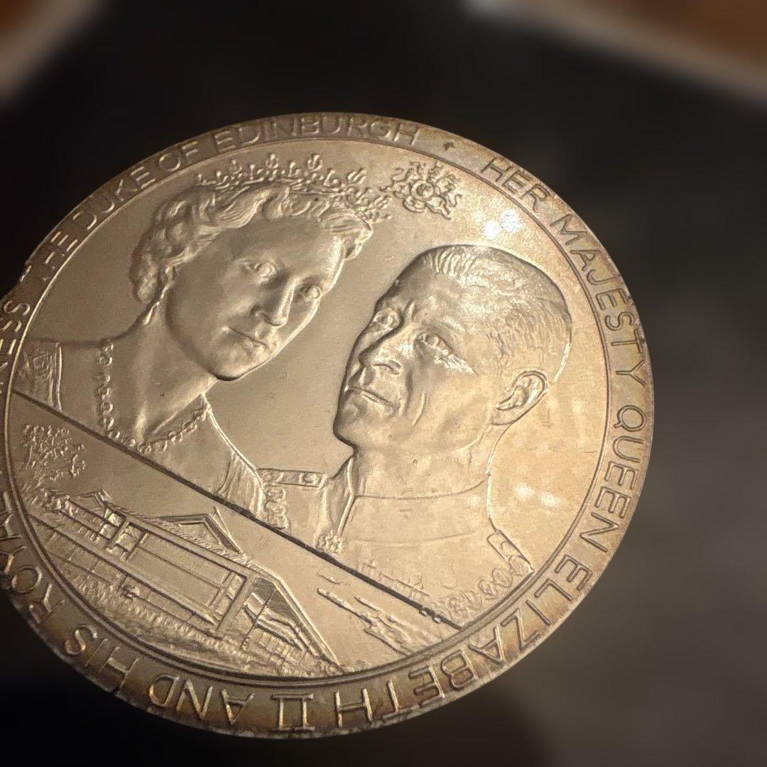 天皇皇后両陛下御訪英記念 1971年 英国製 銀製 925シルバー 約62グラム